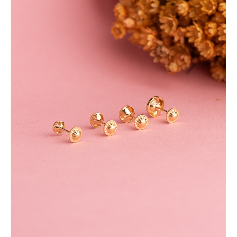 Pendientes Oro Amarillo Chaton Con Circonita. Medida: 5,5Mm. Cierre Tuerca oro 18k