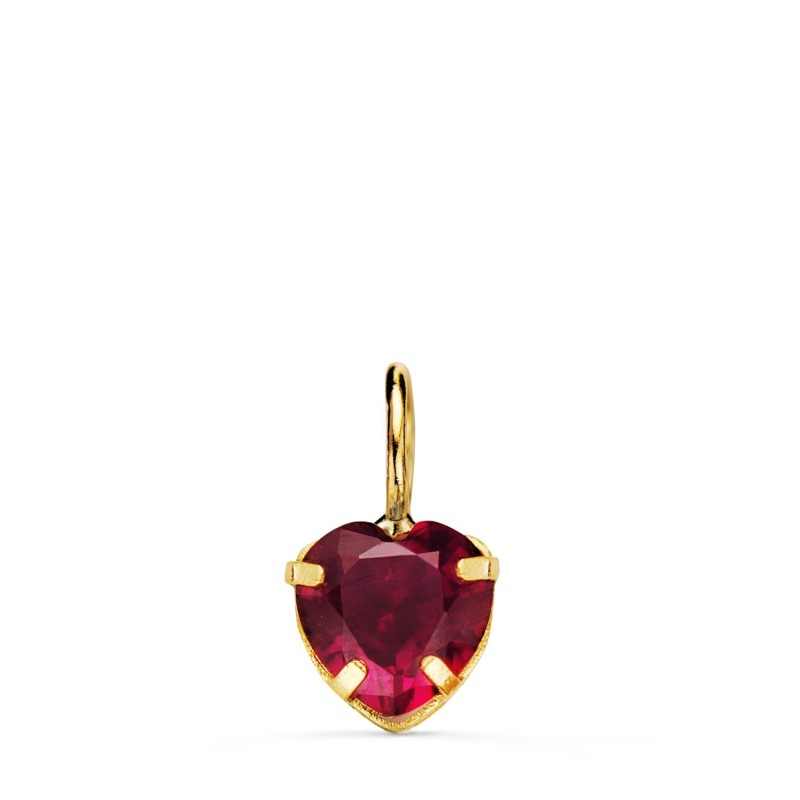 Colgante Oro Amarillo Corazon Piedra Color Rojo 6 X 6 Mm. oro 18k