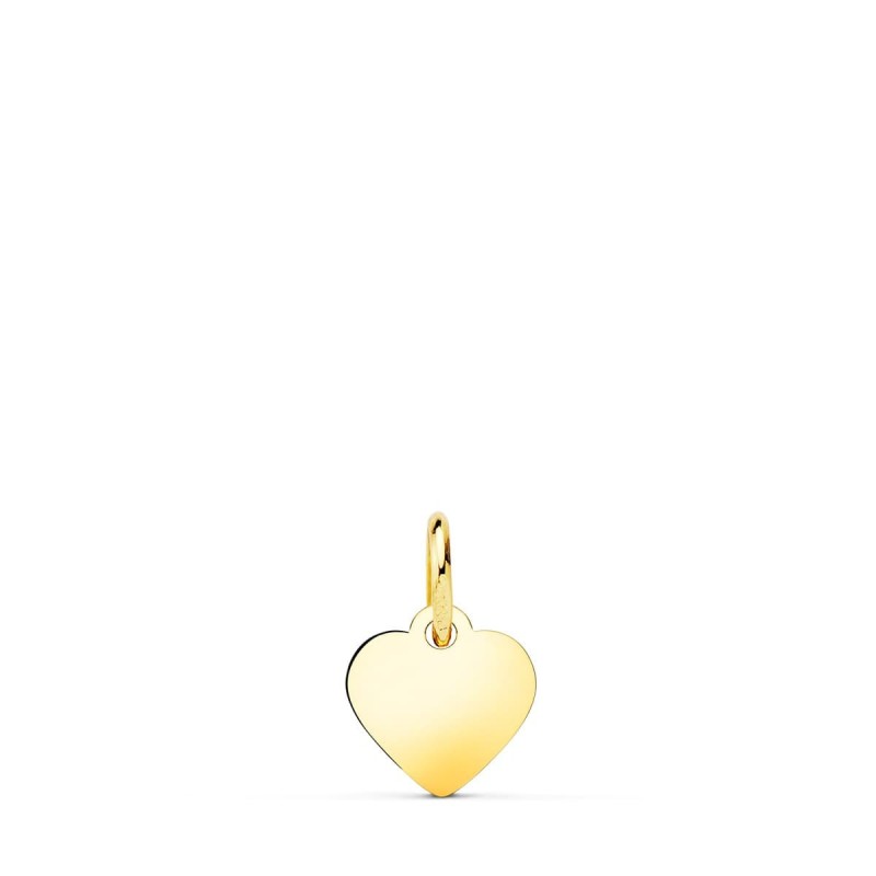 Colgante Placa Chapa Oro Amarillo Corazon Liso En Brillo 8X8 Mm oro 18k