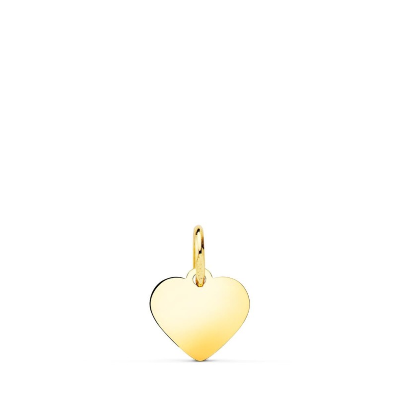 Colgante Placa Chapa Oro Amarillo Corazon Liso En Brillo 10X10 Mm oro 18k