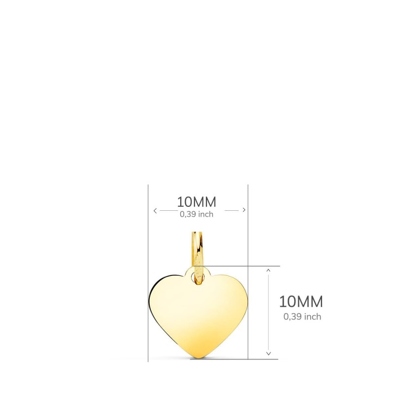 Colgante Placa Chapa Oro Amarillo Corazon Liso En Brillo 10X10 Mm oro 18k
