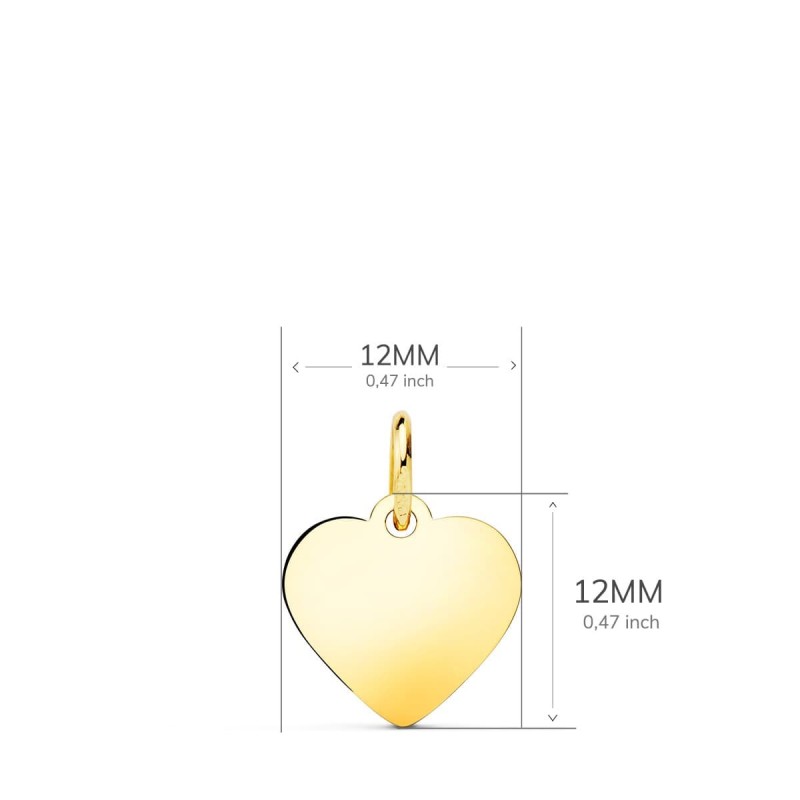 Placa Chapa Corazon Oro Amarillo Liso En Brillo 12X12 Mm oro 18k