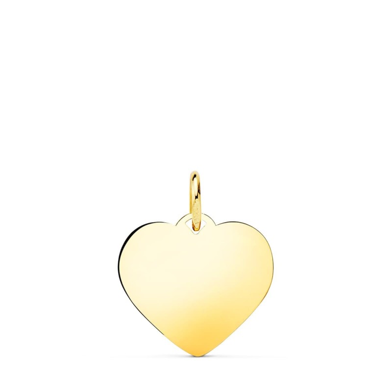 Placa Chapa Oro Amarillo Corazon Liso En Brillo 16X16 Mm oro 18k