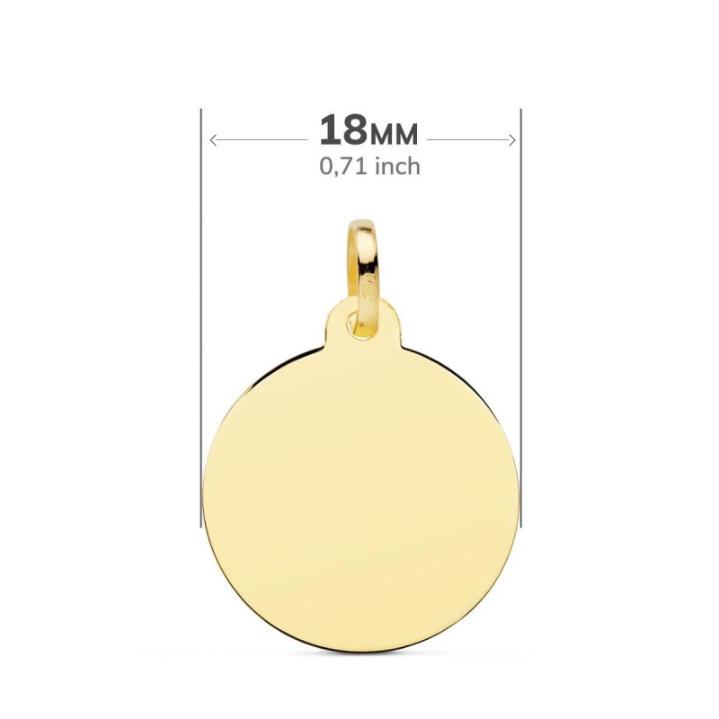 Placa Chapa Disco Oro Amarillo Liso Brillo 18 Mm oro 18k