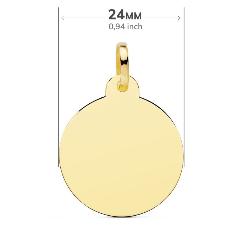 Placa Chapa Oro Amarillo Disco Liso Brillo 24 Mm oro 18k