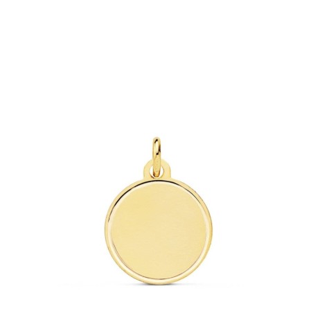 Placa Chapa Disco Oro Amarillo Mate Bisel 14 Mm oro 18k