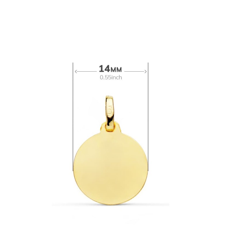 Placa Chapa Disco Oro Amarillo Mate Bisel 14 Mm oro 18k