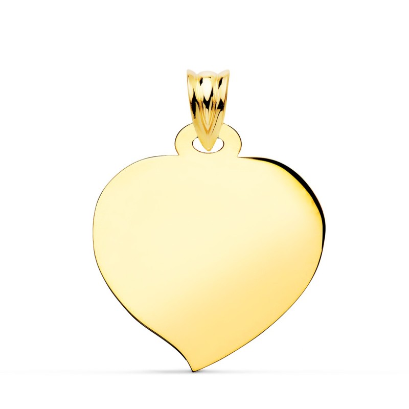 Placa Chapa Oro Amarillo Corazon Brillo 26X23 Mm oro 18k