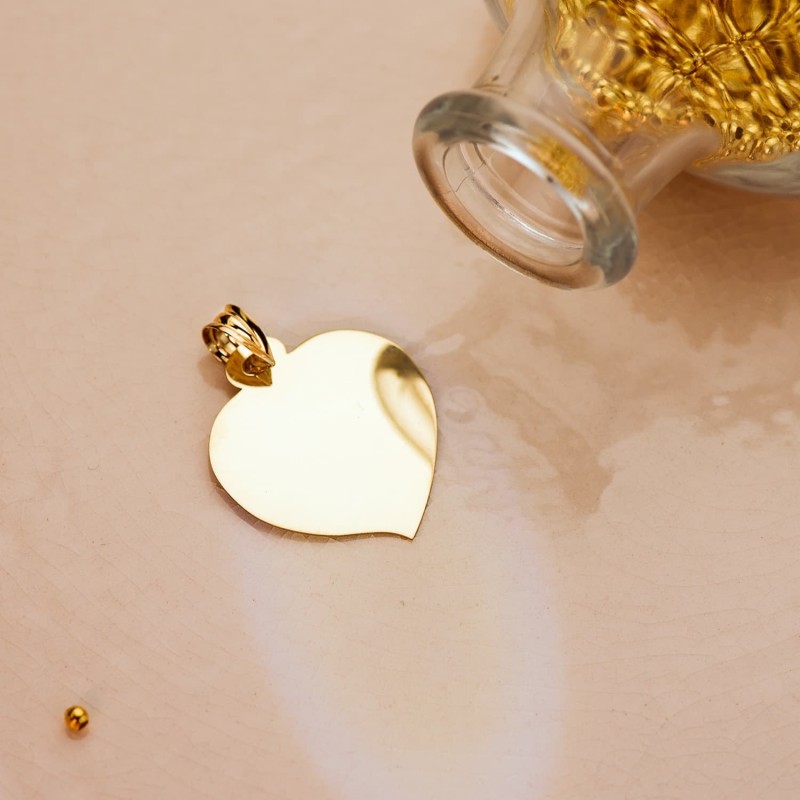 Placa Chapa Oro Amarillo Corazon Brillo 26X23 Mm oro 18k