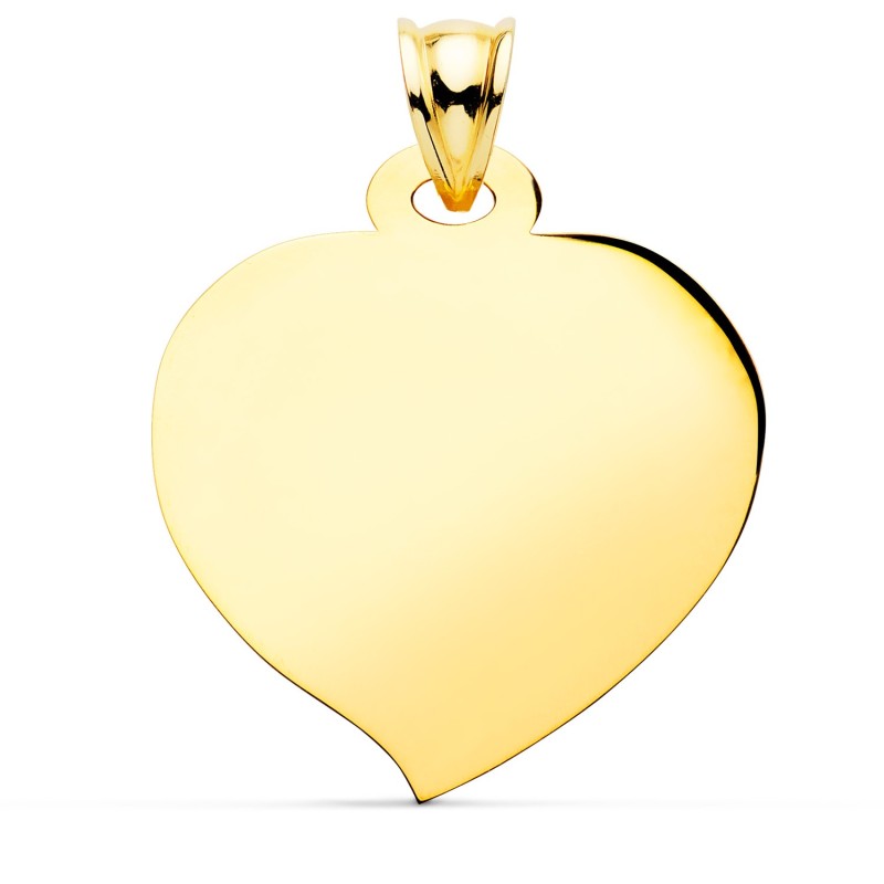 Placa Chapa Oro Amarillo Corazon Brillo 28X28 Mm oro 18k