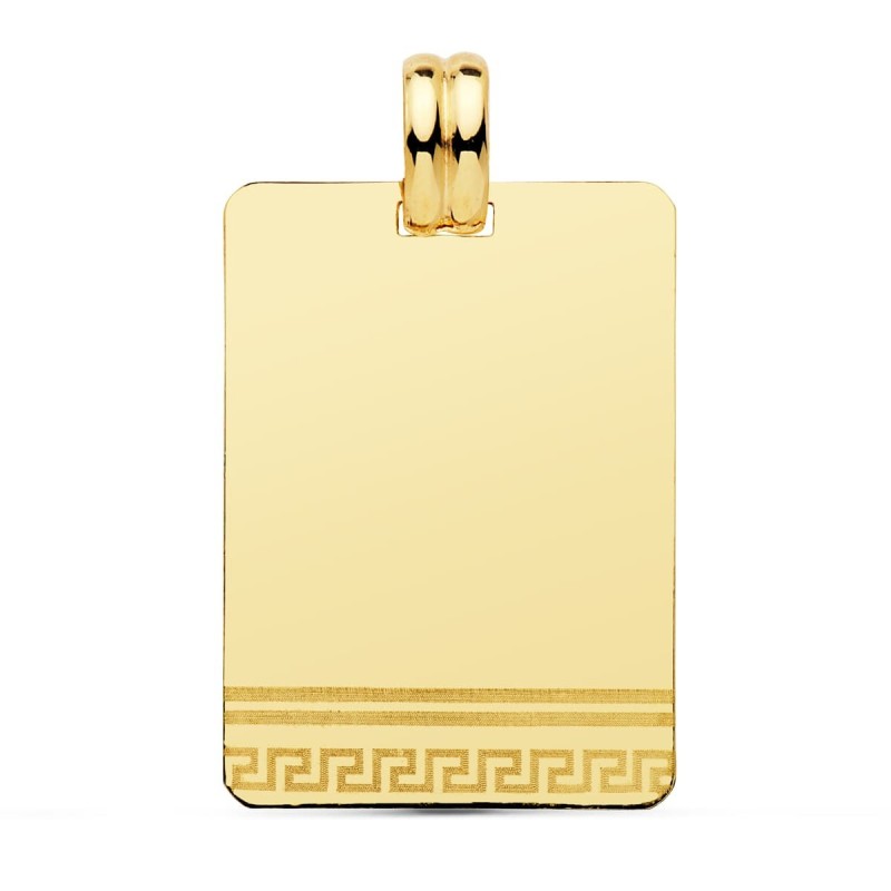 Placa Chapa Laser Greca Oro Amarillo 28X20 Mm oro 18k
