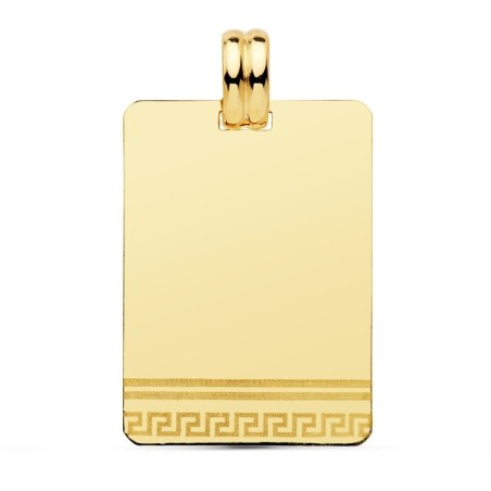 Placa Chapa Laser Greca Oro Amarillo 28X20 Mm oro 18k