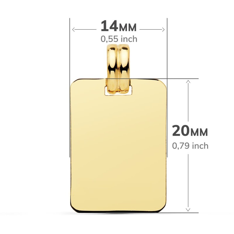 Placa Chapa Lisa Oro Amarillo En Brillo Ligera. Medida: 20X14 Mm oro 18k