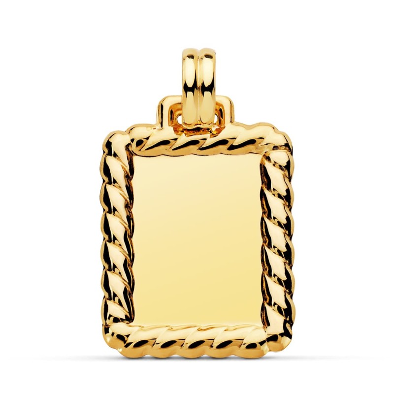 Placa Chapa Oro Amarillo En Brillo Con Borde 28X23 Mm oro 18k