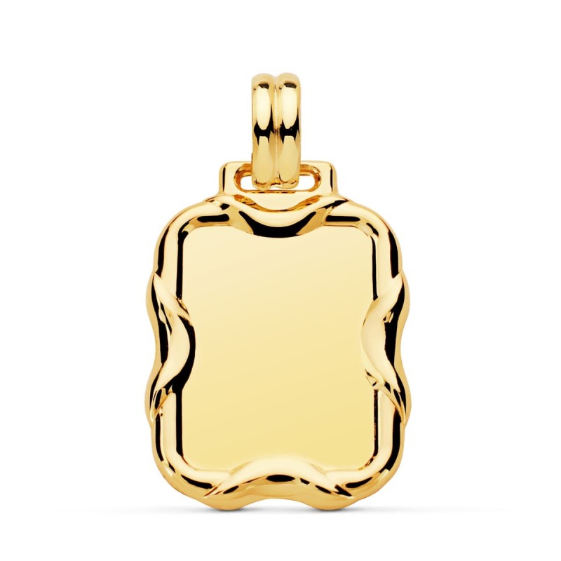Placa Chapa Ligera Oro Amarillo Rectangular En Brillo 23 X 19Mm oro 18k