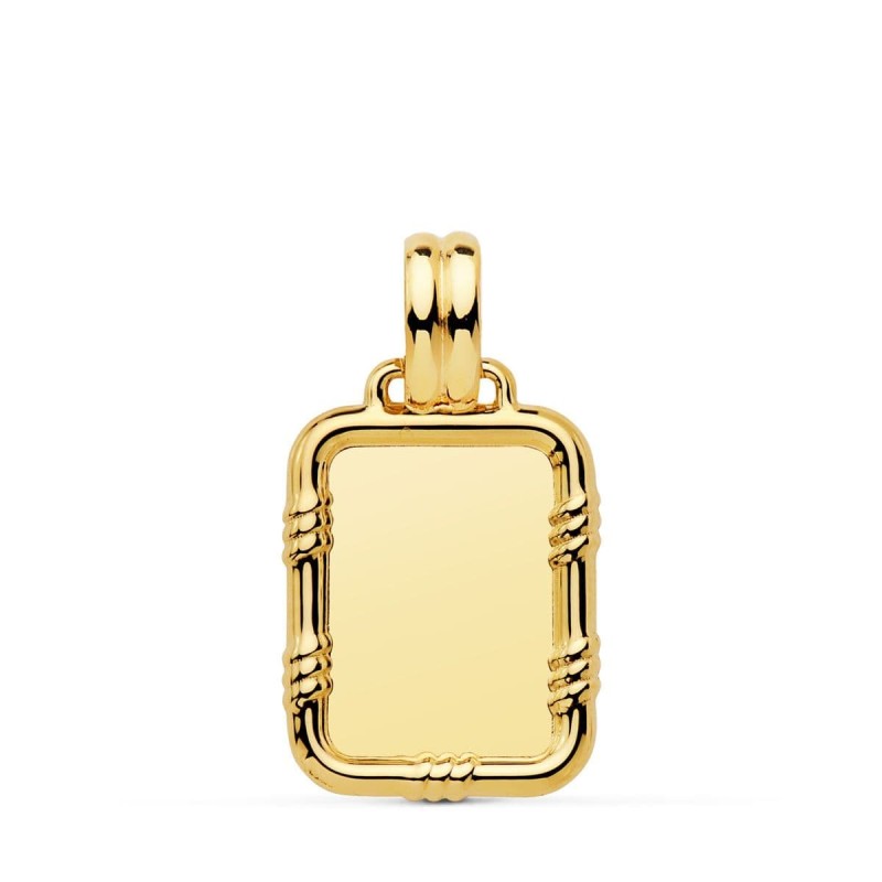 Placa Chapa Oro Amarillo Brillo Con Borde 19X15 Mm oro 18k