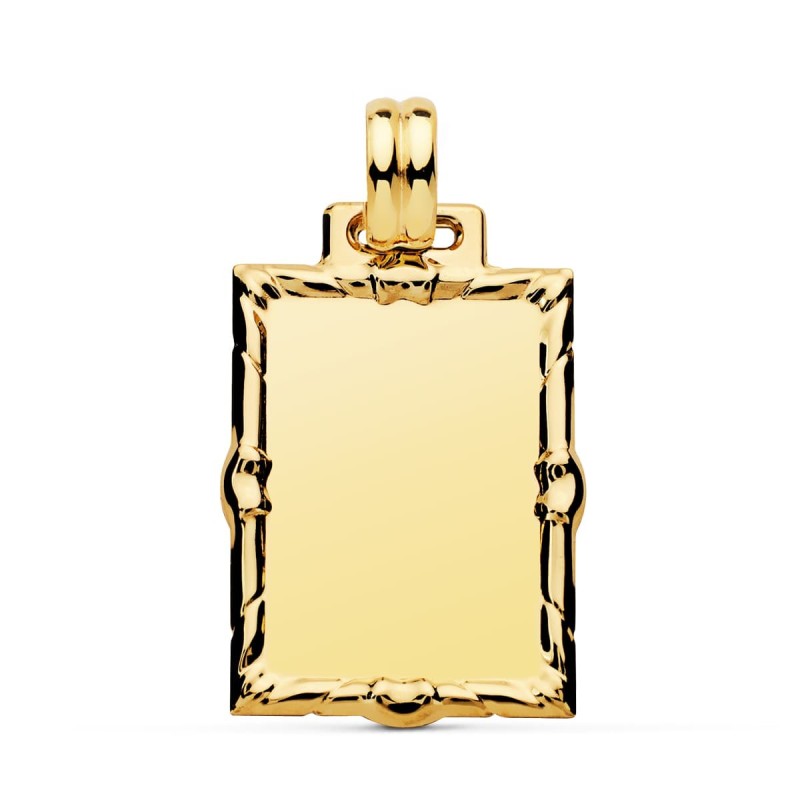 Placa Chapa Oro Amarillo Rectangular En Brillo 26X21 Mm oro 18k