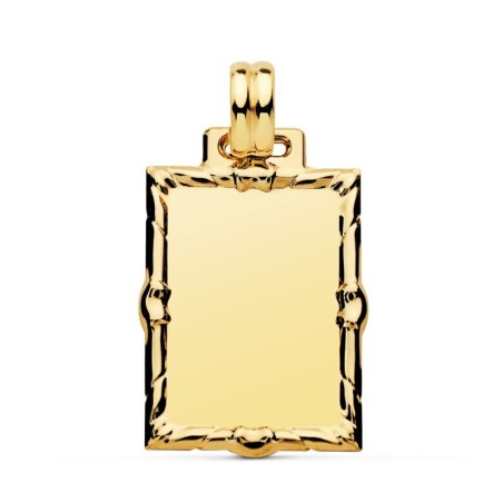Placa Chapa Oro Amarillo Rectangular En Brillo 26X21 Mm oro 18k