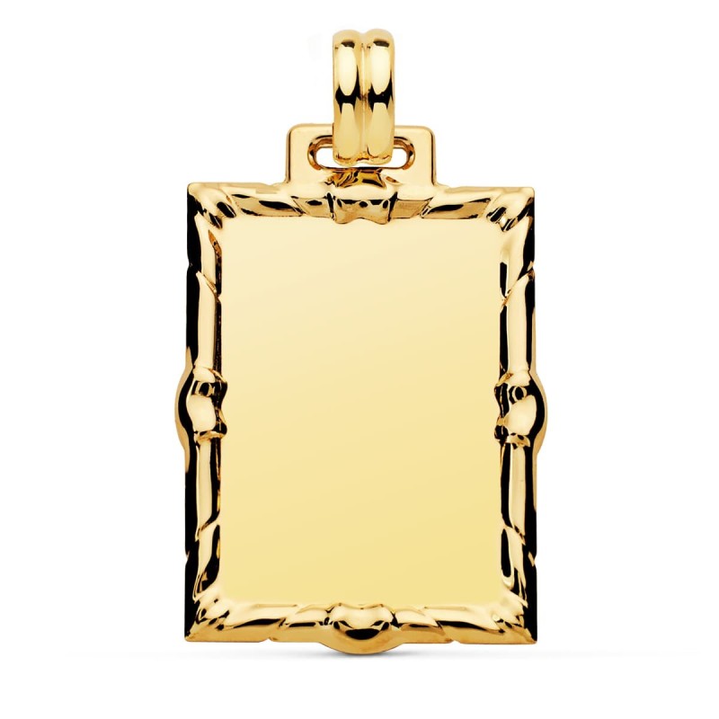 Placa Chapa Labrada Oro Amarillo Rectangular 30X24 Mm oro 18k