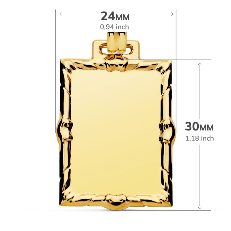 Placa Chapa Labrada Oro Amarillo Rectangular 30X24 Mm oro 18k