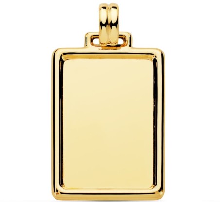 Placa Chapa Lisa Brillo Borde Oro Amarillo 31X23 Mm oro 18k