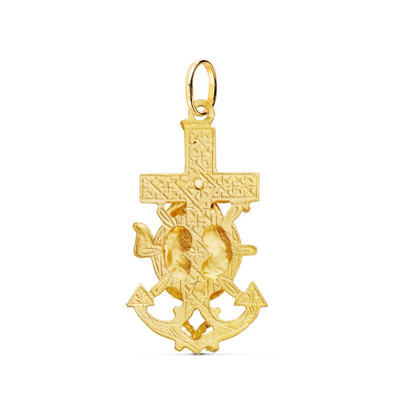 Cruz Marinera Oro Amarillo Virgen Del Carmen Tallada 35X19 Mm oro 18k