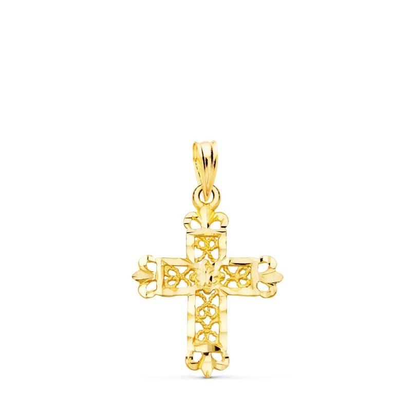Cruz Oro Amarillo Filigrana Bordes Tallados. 22X19 Mm oro 18k