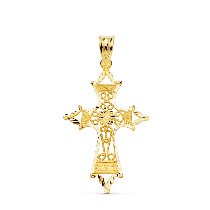 Cruz Oro Amarillo Filigrana Bordes Tallados. 37X25 Mm oro 18k