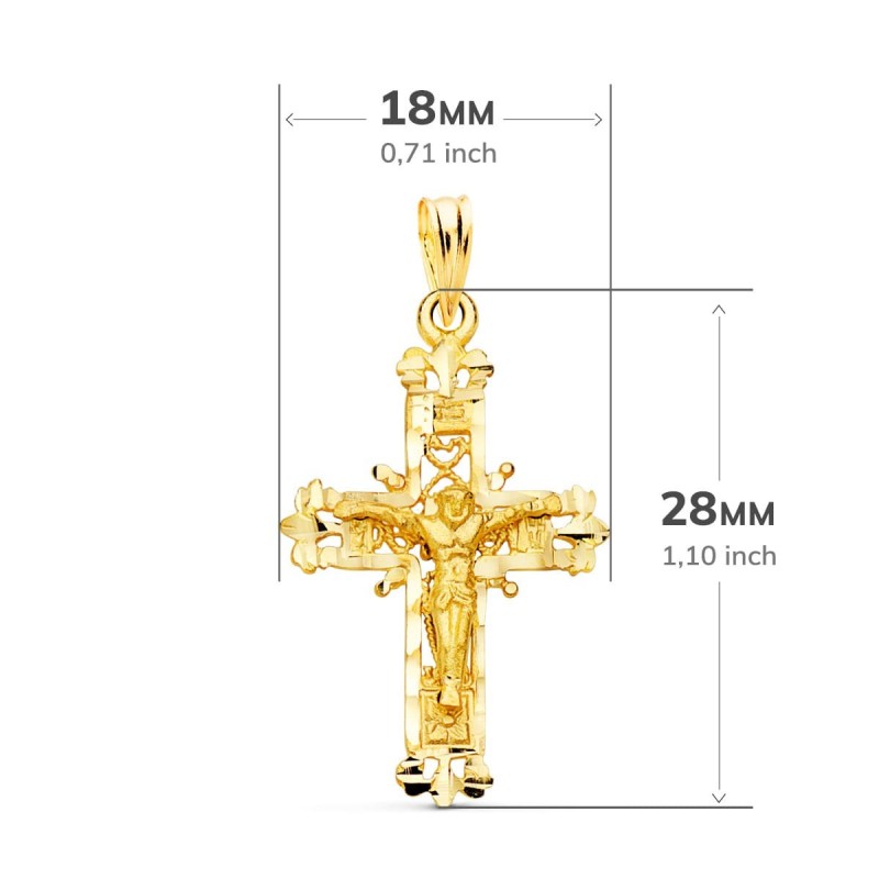 Cruz Oro Amarillo Filigrana Con Cristo Tallada 28X18 Mm oro 18k