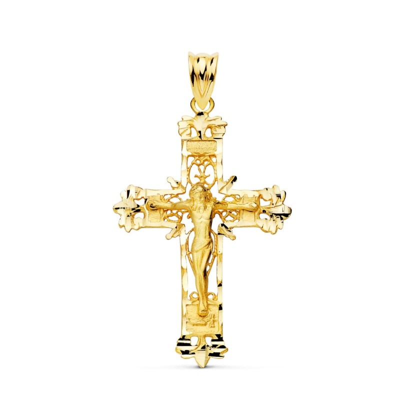 Cruz Oro Amarillo Filigrana Con Cristo Tallada 36X24 Mm oro 18k
