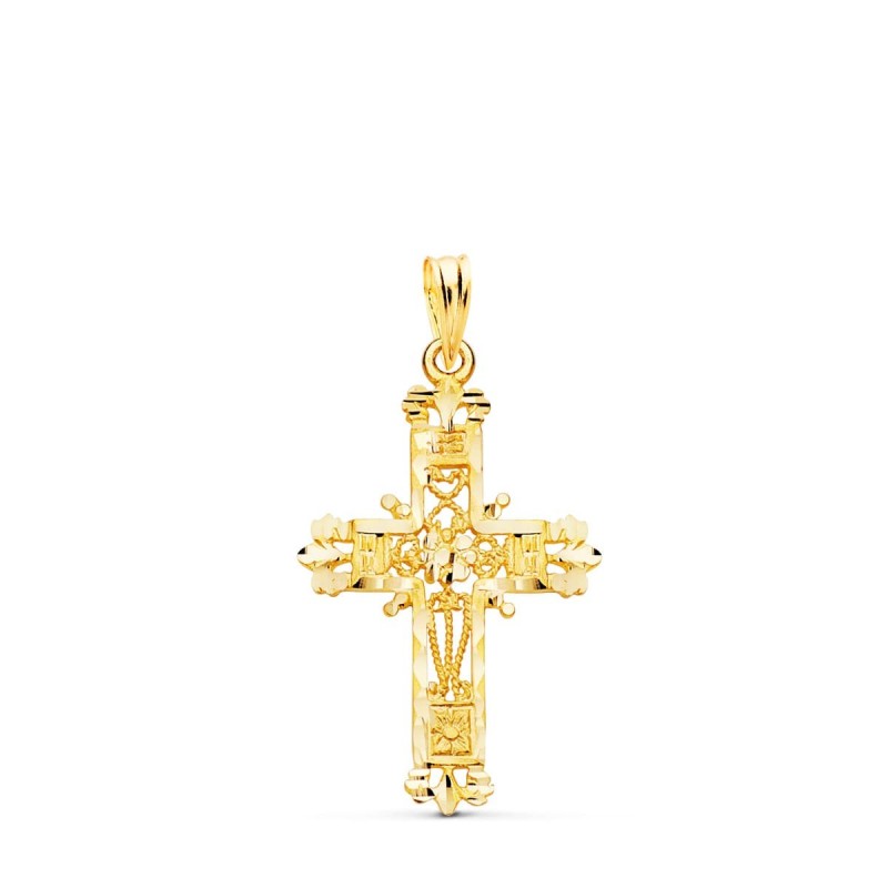 Cruz Oro Amarillo Filigrana Bordes Tallados. 29X19 Mm oro 18k