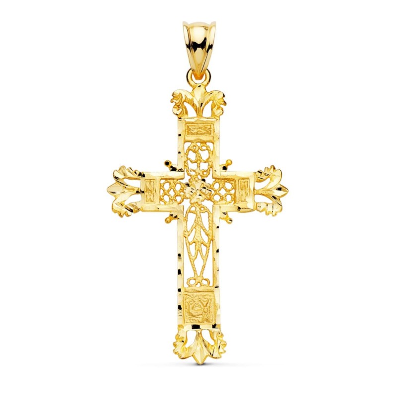 Cruz Oro Amarillo Filigrana Bordes Tallados. 44X28 Mm oro 18k