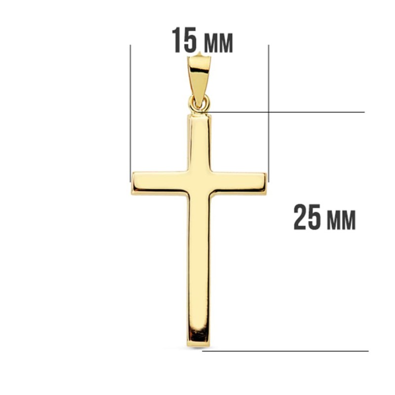 Cruz Oro Amarillo Lisa Palo Rectangular. 27X15 Mm oro 18k