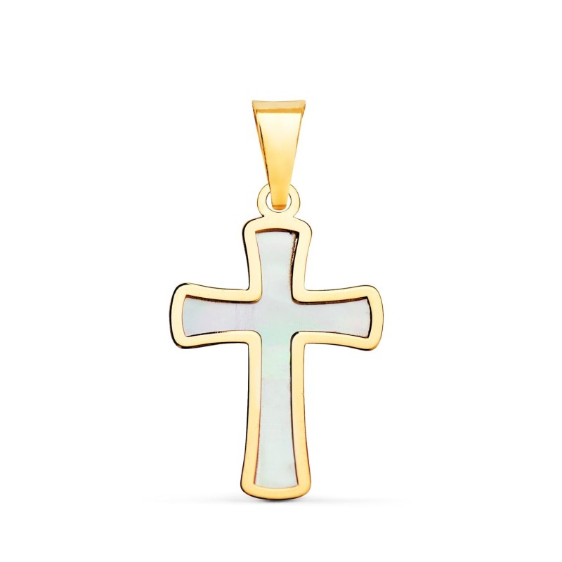 Cruz Oro Amarillo Con Nacar 18 X 12 Mm oro 18k