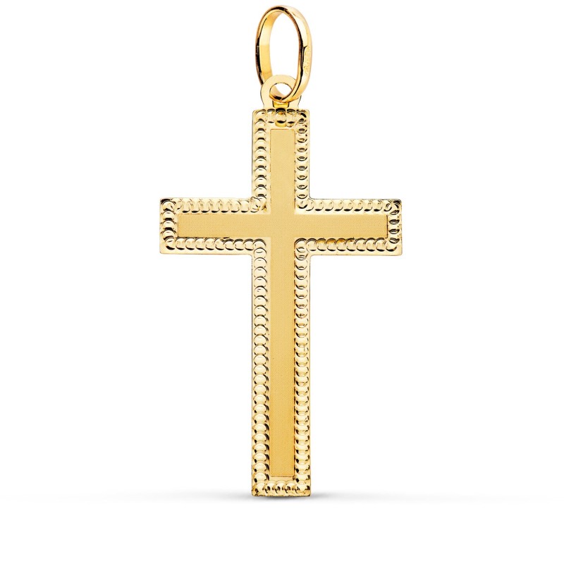 Cruz Oro Amarillo Sin Cristo Bordes Tallados 35X20 Mm oro 18k