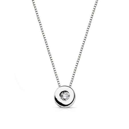 Gargantilla Oro Blanco Chaton 5Mm Diamante Laboratorio 0,02 Qts. H-I Cadena 42Cm oro 18k