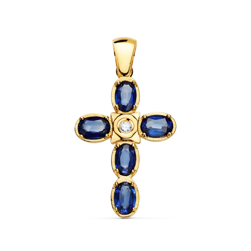 Cruz Oro Amarillo Diamante Laboratorio 0,045 Qts. Vs2-G 6X4 Mm 3,10 Qts. Vs2-G 28X19 Mm oro 18k
