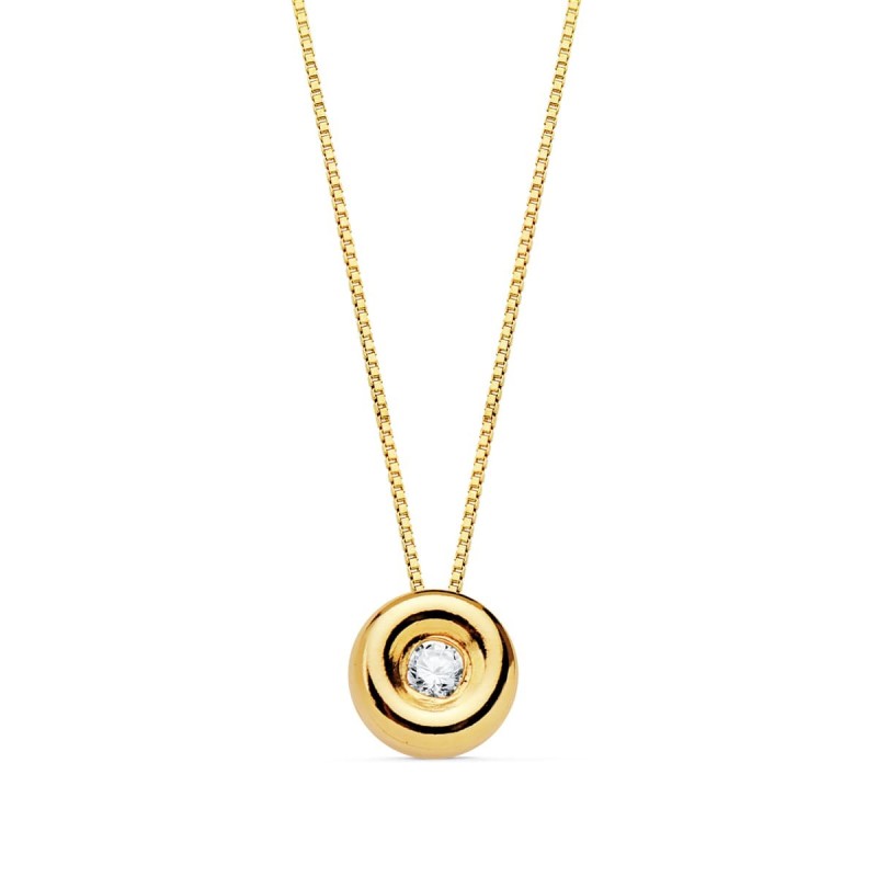 Gargantilla Oro Amarillo Chaton 4,85 Mm Diamante Laboratorio 1,50Mm 0,015 Qts. G-Vs2 Cadena 42Cm oro 18k