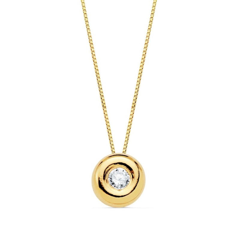 Gargantilla Oro Amarillo Chaton 6 Mm Diamante Laboratorio 2,20Mm 0,050 Qts. G-Vs2. Cadena 42Cm oro 18k