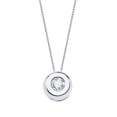 Gargantilla Oro Blanco Chaton 6,5 Mm Diamante Laboratorio 2,90Mm 0,100 Qts. G-Vs2. Cadena 42Cm oro 18k