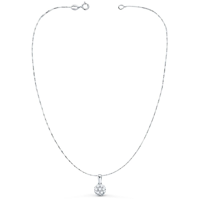 Collar Oro Blanco 7 Mm Diamantes Laboratorio 0,300 Qts G-Vs2 Cadena 42-3Cm oro 18k