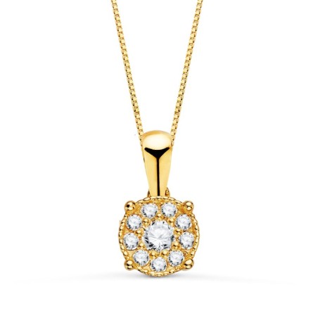 Colgante Oro Amarillo Con Diamantes Laboratorio 0,182 Qts - Vs2 G. Med: 6.5Mm. Cadena 42-3Cm oro 18k