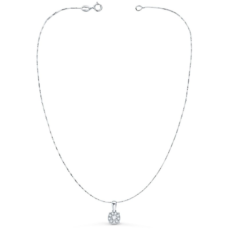Collar Oro Blanco Diamantes Laboratorio 6.5 Mm0,182 Qts Cadena 42-3 Cm Vs2-G oro 18k