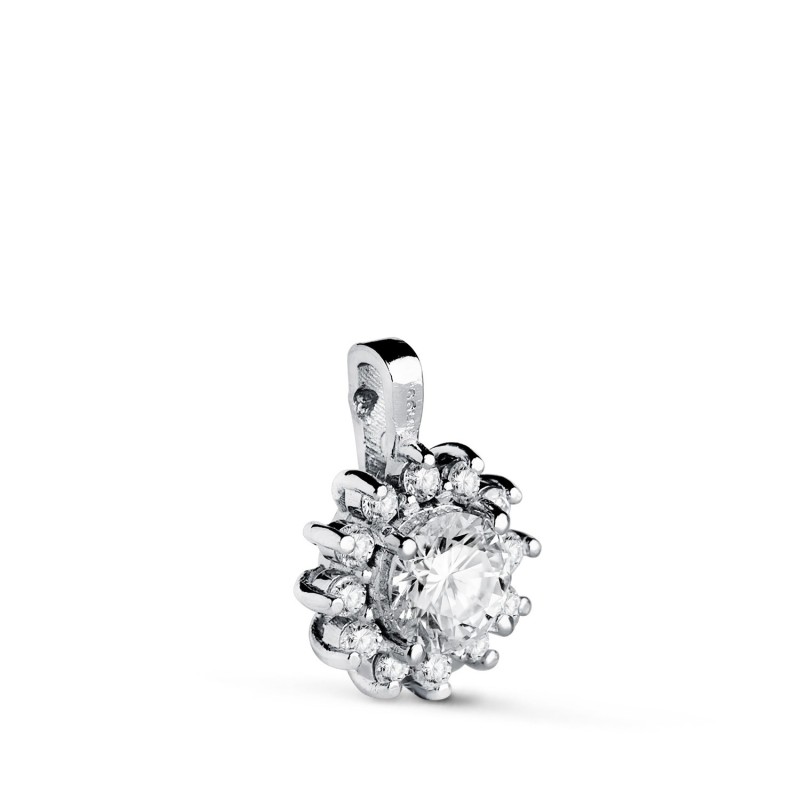 Colgante Oro Blanco Cuajo Con 13 Diamantes Laboratorio 0,670 Qts. Vs2-G. Medida: 13 X 9,5 Mm oro 18k