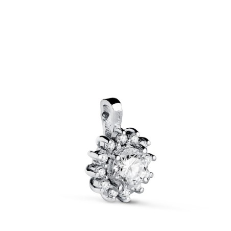 Colgante Oro Blanco Cuajo Con 13 Diamantes Laboratorio 0,670 Qts. Vs2-G. Medida: 13 X 9,5 Mm oro 18k