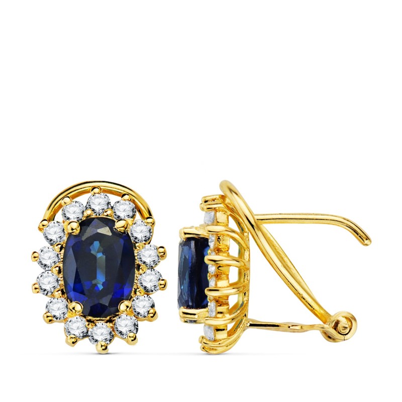 Pendientes O.Amarillo Zafiro Difusion 7X5 Mm 1,96Qt Y Diamantes Laboratorio 0,580Qt Vs2-G. 11,5X9,5 Mm oro 18k