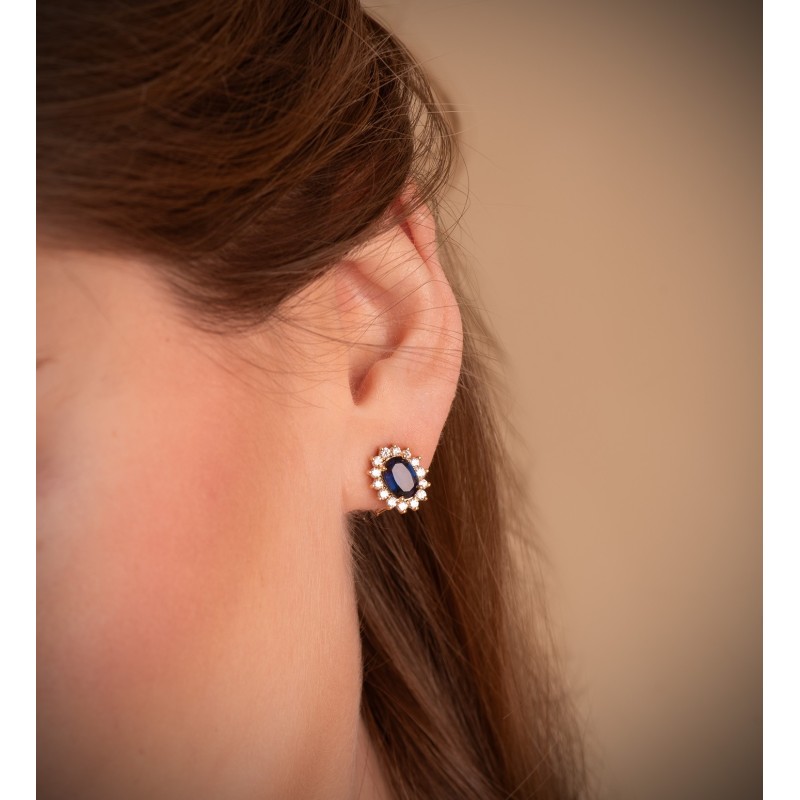 Pendientes O.Amarillo Zafiro Difusion 7X5 Mm 1,96Qt Y Diamantes Laboratorio 0,580Qt Vs2-G. 11,5X9,5 Mm oro 18k