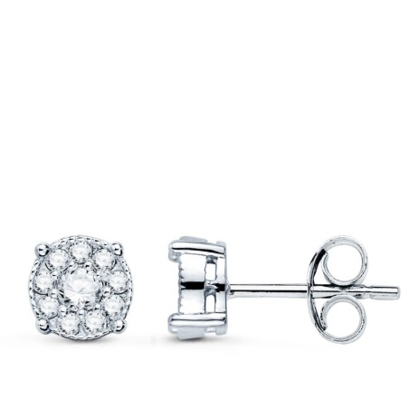 Pendientes Oro Blanco 20 Diamantes Laboratorio 0,365 Qtes Vs2- G. Medida: 7X7 Mm. Cierre Presion oro 18k