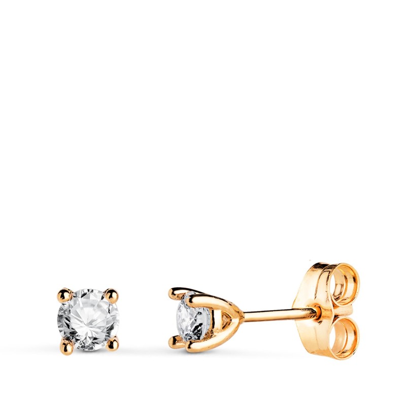 Pendientes Oro Amarillo Diamantes Laboratorio Talla Brillante 4Mm 0,400 Qts. Vs2-G. 4X4 Mm Cierre Presion oro 18k