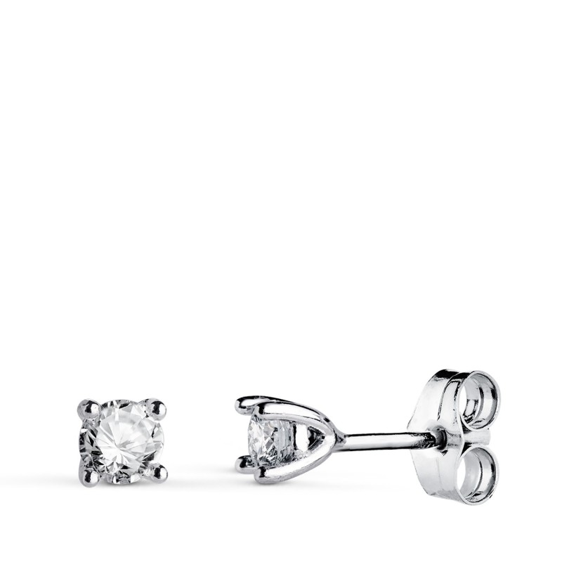 Pendientes Oro Blanco Diamantes Laboratorio Talla Brillante 4Mm 0,400 Qts. Vs2-G. 4X4 Mm Cierre Presion oro 18k